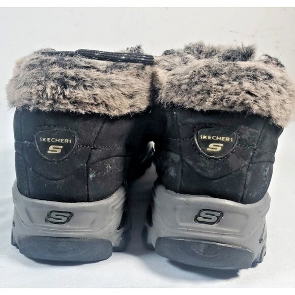 SKECHERS Winter Snow Boot Women 7.5 Brown Leather Faux Fur Lined Lace Up - Picture 5 of 16